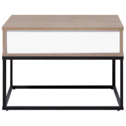 Wyld And Coco Novahome Bedside Table - Dark Brown Melamine Drawer, Black Metal Base, Industrial Design, W55 X D41 X H39Cm - thumbnail 7