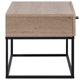 Wyld And Coco Novahome Bedside Table - Dark Brown Melamine Drawer, Black Metal Base, Industrial Design, W55 X D41 X H39Cm - thumbnail 6