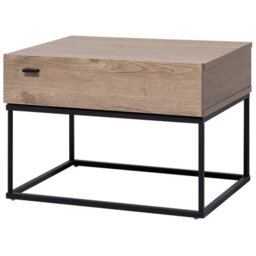 Wyld And Coco Novahome Bedside Table - Dark Brown Melamine Drawer, Black Metal Base, Industrial Design, W55 X D41 X H39Cm - thumbnail 5