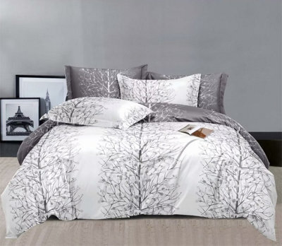 Groundlevel Silver Nature Printed Duvet Set