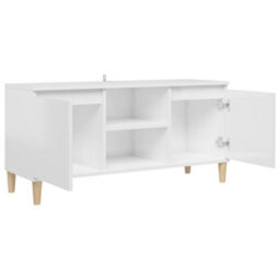 Berkfield Sturdy Tv Cabinet & Solid Wood Legs High Gloss White 103.5X35X50 Cm - thumbnail 7