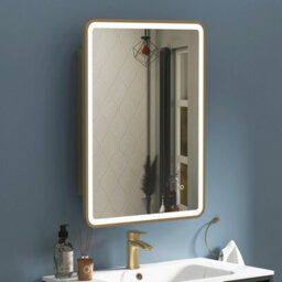Royal Bathrooms Avenza 600 X 800mm Brushed Brass Frontlit Led Cabinet Illuminated Bathroom Mirror With Demister Pad & Touch Sensor - thumbnail 4