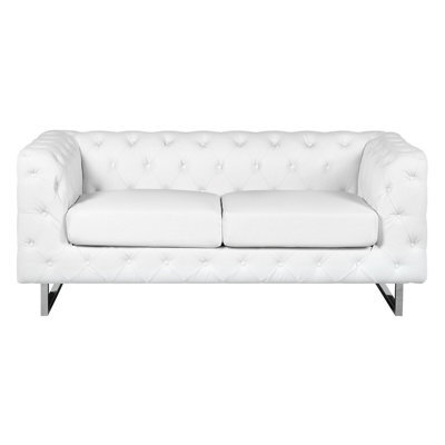Beliani Sofa 2 Seater Vissland Faux Leather White - image 1