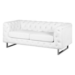 Beliani Sofa 2 Seater Vissland Faux Leather White - thumbnail 4