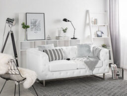 Beliani Sofa 2 Seater Vissland Faux Leather White - thumbnail 2