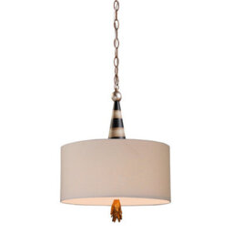 Luminosa Lighting Elstead Flambeau 2 Light Ceiling Pendant Black, Cream, Gold Leaf, E27 - thumbnail 1