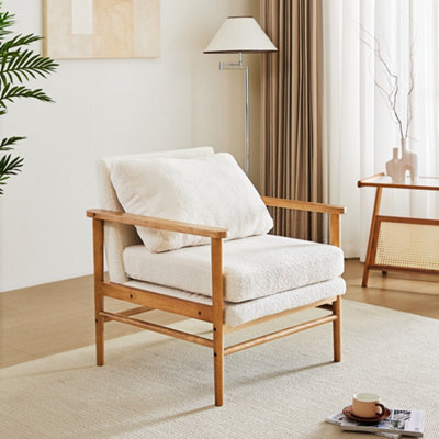 Darphe Teddy Bear Fur Wooden Armchair For Home - image 1