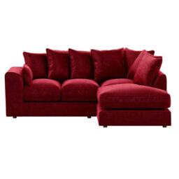 Furnishings For Less UK Brooklyn Plush Velvet 3 To 4 Seater L Shaped Corner Sofa Fibre Red Right Hand Facing - thumbnail 2