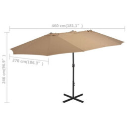 Berkfield Outdoor Parasol With Aluminium Pole 460X270 Cm Taupe - thumbnail 8