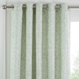 Curtina Marple Woven Jacquard Thermal Pair Of Sage Green Eyelet Curtains - thumbnail 2