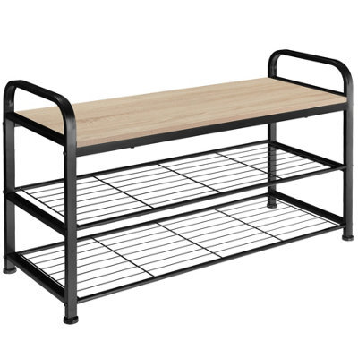 Tectake Shoe Rack Southampton - Surface Shelf And 2 Grid Shelves, Industrial Style -  - Industrial Wood Light, Oak Sonoma - image 1