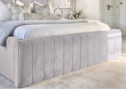 UKBEDFURNITURE Geneva Silver Plush Valvet Upholstered Bed Frame Only- Blackboard - 60 Inch Headboard - thumbnail 3