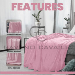 Gc Gaveno Cavailia Hug Wave Fling Throw 200X240 Blush Pink Fluffy Soft And Cosy Blankets For Sofa Bed - thumbnail 2