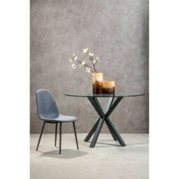 Orsina Dining Chair With Grey Powder Legs, Easy To Clean Velvet Accent Chair, High-Back Comfy Armchair - thumbnail 5