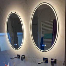 Luvodi 500X700mm Large Oval Led Bathroom Mirror Vertical Vanity Touch Mirror Demister Heat Pad - thumbnail 5