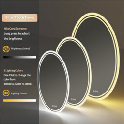 Luvodi 500X700mm Large Oval Led Bathroom Mirror Vertical Vanity Touch Mirror Demister Heat Pad - thumbnail 4