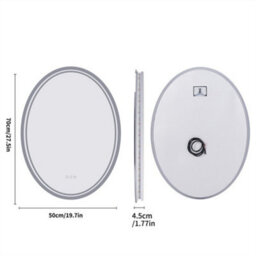 Luvodi 500X700mm Large Oval Led Bathroom Mirror Vertical Vanity Touch Mirror Demister Heat Pad - thumbnail 2