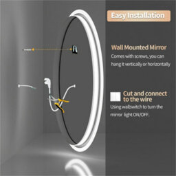 Luvodi 500X700mm Large Oval Led Bathroom Mirror Vertical Vanity Touch Mirror Demister Heat Pad - thumbnail 9