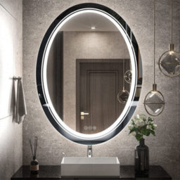 Luvodi 500X700mm Large Oval Led Bathroom Mirror Vertical Vanity Touch Mirror Demister Heat Pad - thumbnail 7