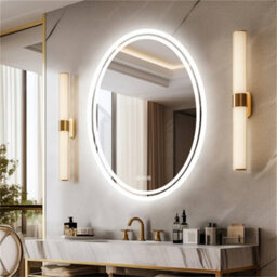 Luvodi 500X700mm Large Oval Led Bathroom Mirror Vertical Vanity Touch Mirror Demister Heat Pad - thumbnail 6