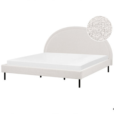 Beliani Bed Boucle Margut 180 X 200 Cm (Eu Super King) White - image 1