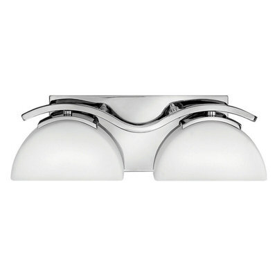 Stylish Ip44 Twin Wall Light With Etched Opal Glass And Chrome Finish