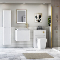 Royal Bathrooms Avenza 600mm Matte White Wall Hung Bathroom Countertop Vanity Unit 1 Drawer With Qubix Basin - thumbnail 4