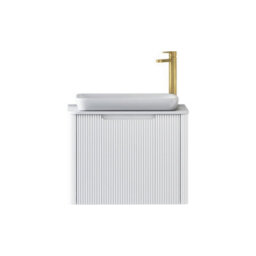 Royal Bathrooms Avenza 600mm Matte White Wall Hung Bathroom Countertop Vanity Unit 1 Drawer With Qubix Basin - thumbnail 6