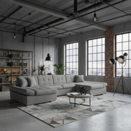 Alia Living Room Corner Sofa Bed With Polyurethane Foam Wave Spring Wooden Frame 360X160X75Cm Grey - thumbnail 1
