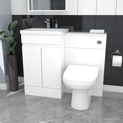 Nes Home White Freestanding Pvc 500mm 2 Doors Vanity & Wc Unit & Btw Toilet - image 1