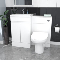 Nes Home White Freestanding Pvc 500mm 2 Doors Vanity & Wc Unit & Btw Toilet