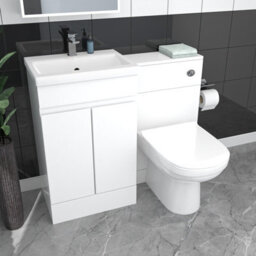 Nes Home White Freestanding Pvc 500mm 2 Doors Vanity & Wc Unit & Btw Toilet - thumbnail 5