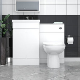 Nes Home White Freestanding Pvc 500mm 2 Doors Vanity & Wc Unit & Btw Toilet - thumbnail 2