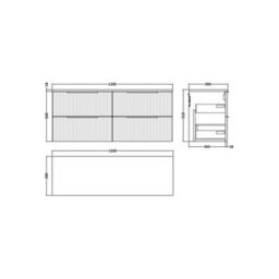 Balterley Tixall Fluted 4 Drawer Wall Hung Vanity Unit With Worktop, Satin Green, 1200mm - thumbnail 2