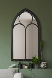 Mirroroutlet The Somerley Large Rustic Metal Chapel Arched Decorative Mirror Black 150Cm X 81Cm - thumbnail 4