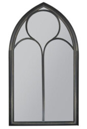 Mirroroutlet The Somerley Large Rustic Metal Chapel Arched Decorative Mirror Black 150Cm X 81Cm - thumbnail 2