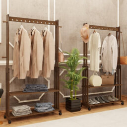 Fativo 166Cm Hall Tree Hat And Coat Stand Entryway Hallway 2 Shoe Rack Shelves With Wheels - thumbnail 8
