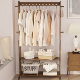 Fativo 166Cm Hall Tree Hat And Coat Stand Entryway Hallway 2 Shoe Rack Shelves With Wheels - thumbnail 7
