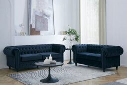 Home Detail Chesterfield Velvet Fabric 3 Seater Sofa, Midnight Blue - thumbnail 8