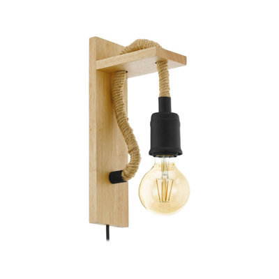 Stylish Led Wall Light With Modern Wood And Rope Design For Home Decor - image 1