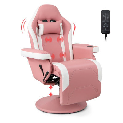 Gainoom Pink Massage Gaming Chair Height Adjustable Swivel Gaming Recliner - image 1