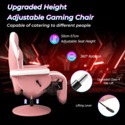 Gainoom Pink Massage Gaming Chair Height Adjustable Swivel Gaming Recliner - thumbnail 9