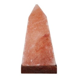 Orsina Nepal Obelisk Salt Lamp, Hand-Carved Himalayan Rock Salt With Natural Glow, Wooden Base Enhances Rustic - thumbnail 1