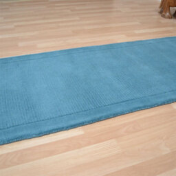 Teal Simple And Stylish Wool Handmade Modern Plain Rug For Living Room And Bedroom-68 X 240Cm (Runner) - thumbnail 4