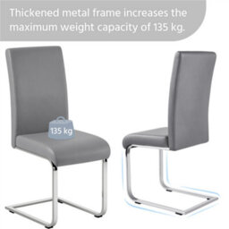 Yaheetech Set Of 2 Light Grey Faux Leather Dining Chairs With Metal Legs For Kitchen Dining Room - thumbnail 7