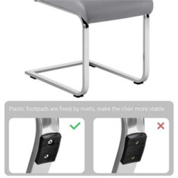 Yaheetech Set Of 2 Light Grey Faux Leather Dining Chairs With Metal Legs For Kitchen Dining Room - thumbnail 8