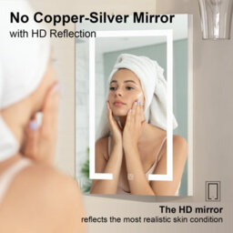 Keepreaper Corner Bathroom Mirror Cabinet With Led Light And Electricity Wall Mounted 40 X 60 Cm Ip44 - thumbnail 7