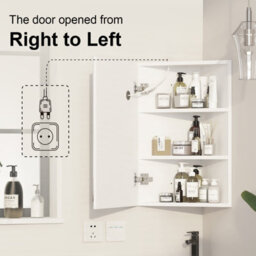 Keepreaper Corner Bathroom Mirror Cabinet With Led Light And Electricity Wall Mounted 40 X 60 Cm Ip44 - thumbnail 3