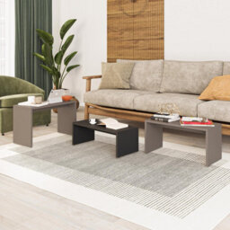 Fwstyle Scratch Resistant Nest Of 3 Tables Anthracite & Mocha Grey Living Room - thumbnail 1