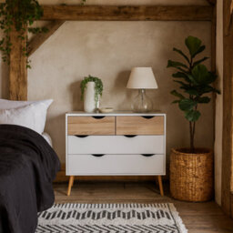 Wyld Haus Sapporo 4-Drawer Chest In White And Natural Oak - thumbnail 1